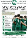 [Open days per le categorie Giovanissimi U15 e Allievi U17]