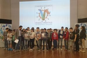 [I ragazzi della I B della scuola secondaria “G. Pascoli” di Portogruaro presentano un video a Padova]